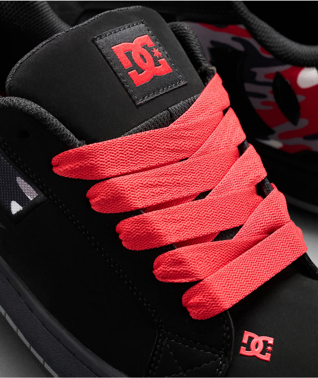 DC Court Graffik Black & Red Camo Skate Shoes