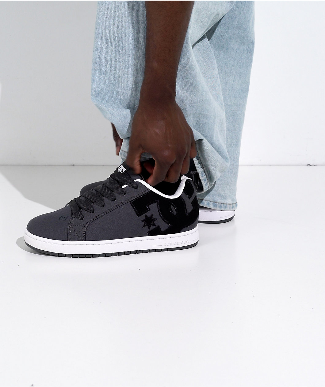 DC Court Graffik Grey, Black & White Skate Shoes