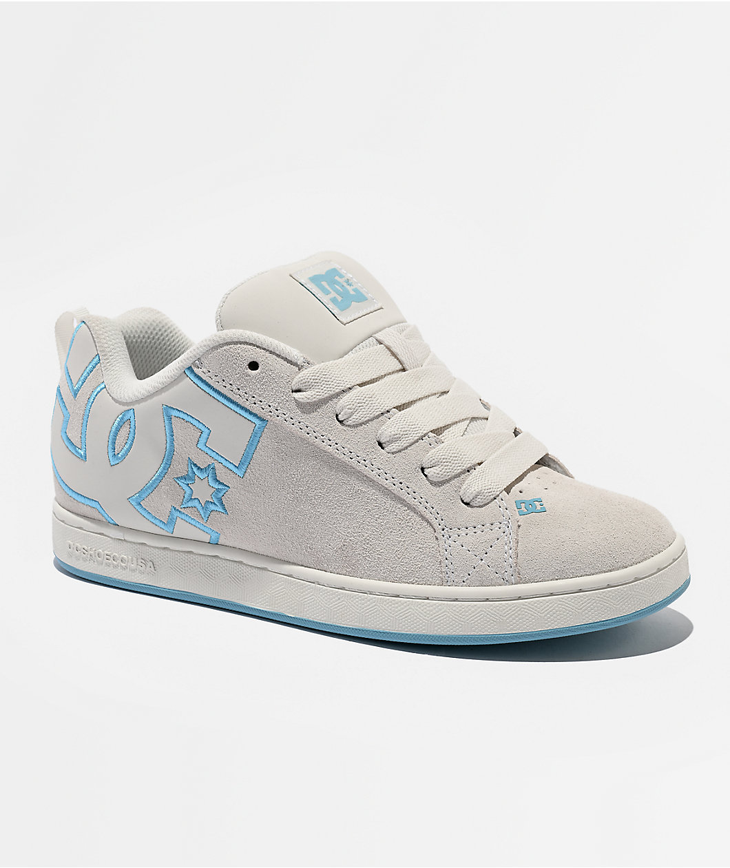 DC Court Graffik Off White & Pastel Blue Skate Shoes