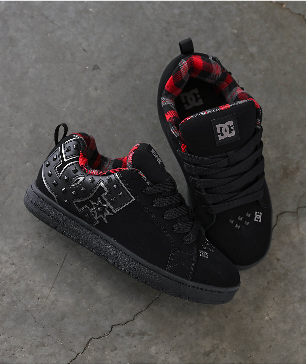 DC Court Graffik Studded Black Skate Shoes