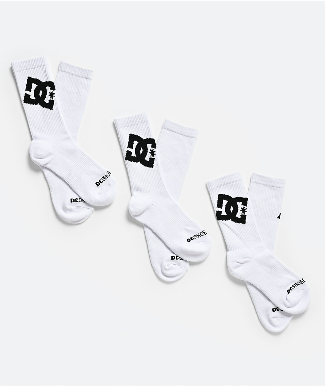 DC Graffik Logo 3 Pack White Crew Socks
