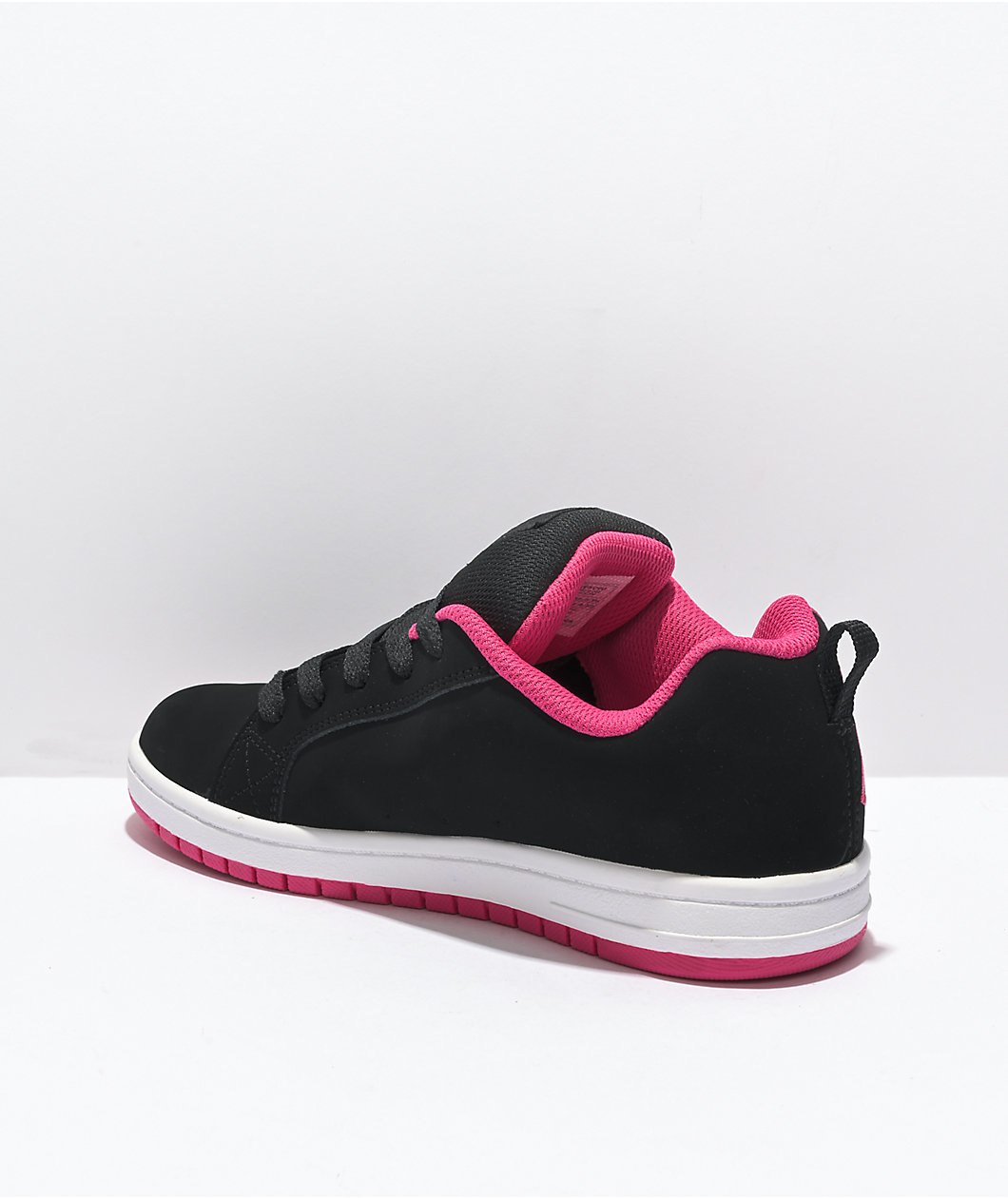 DC Kids Court Graffik Black & Hot Pink Skate Shoes
