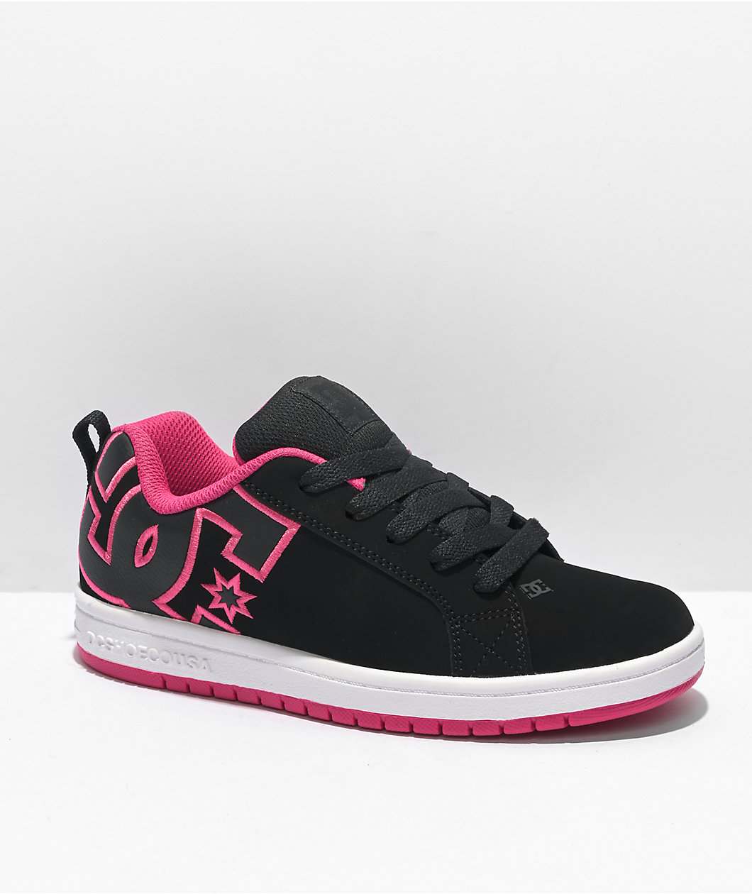 DC Kids Court Graffik Black & Hot Pink Skate Shoes