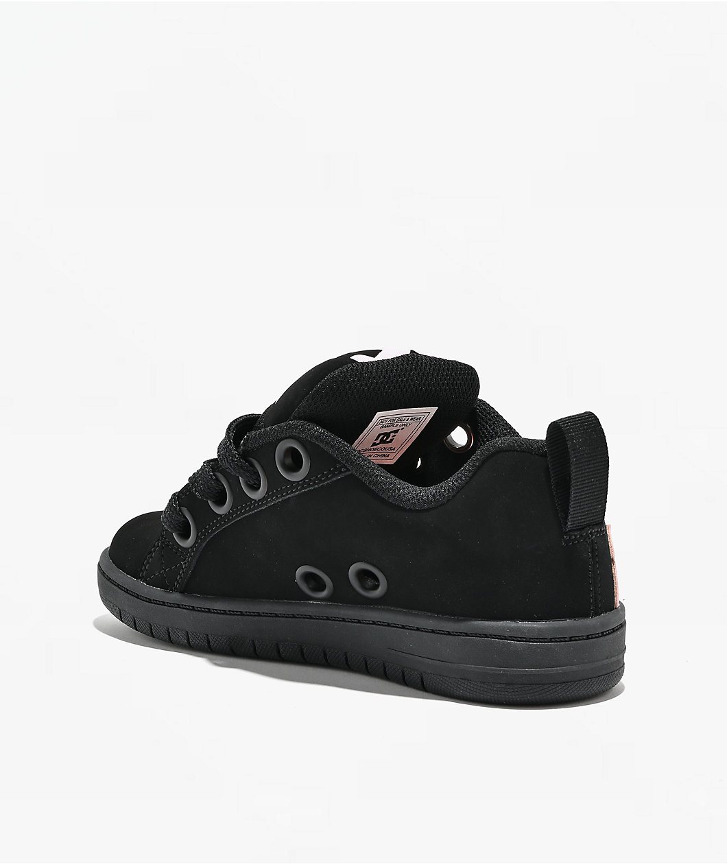 DC Kids Court Graffik Puff Black & Pink Skate Shoes