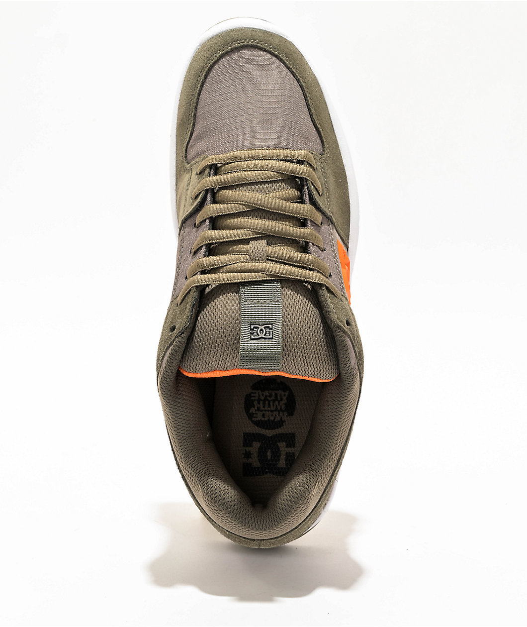 DC Lynx Zero Olive & Orange Skate Shoes