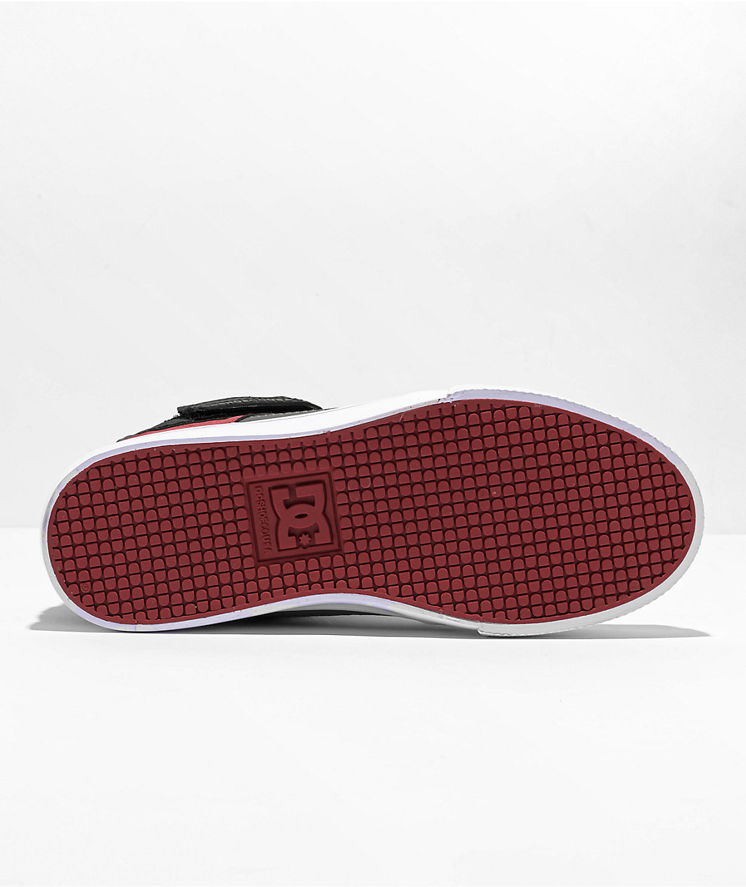 DC Pure High Top White, Red & Grey Skate Shoes