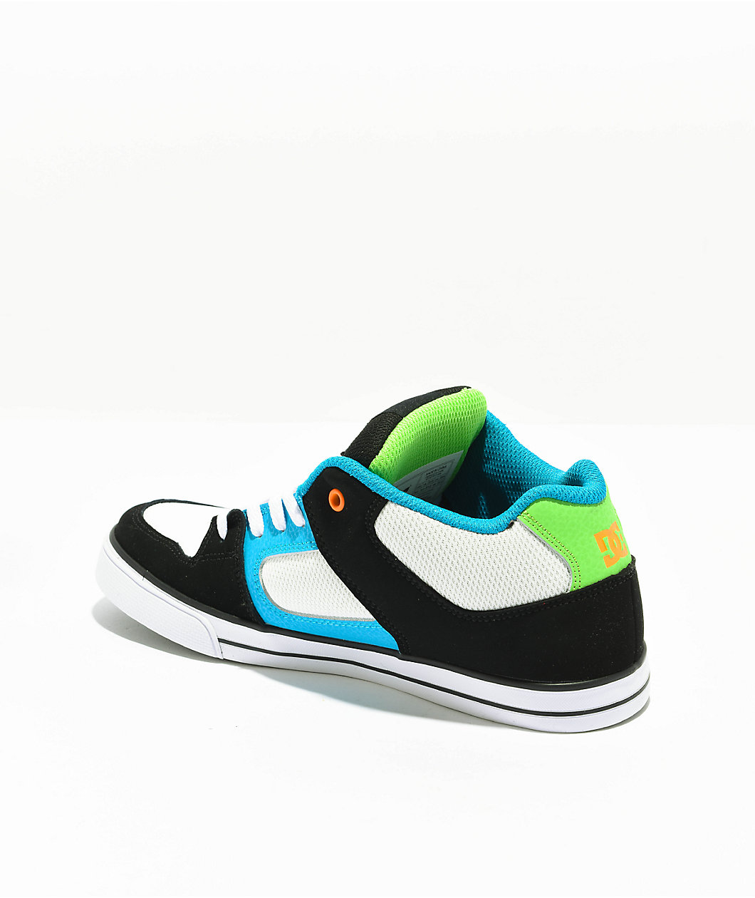 DC Pure Mid Black, White & Blue Skate Shoes