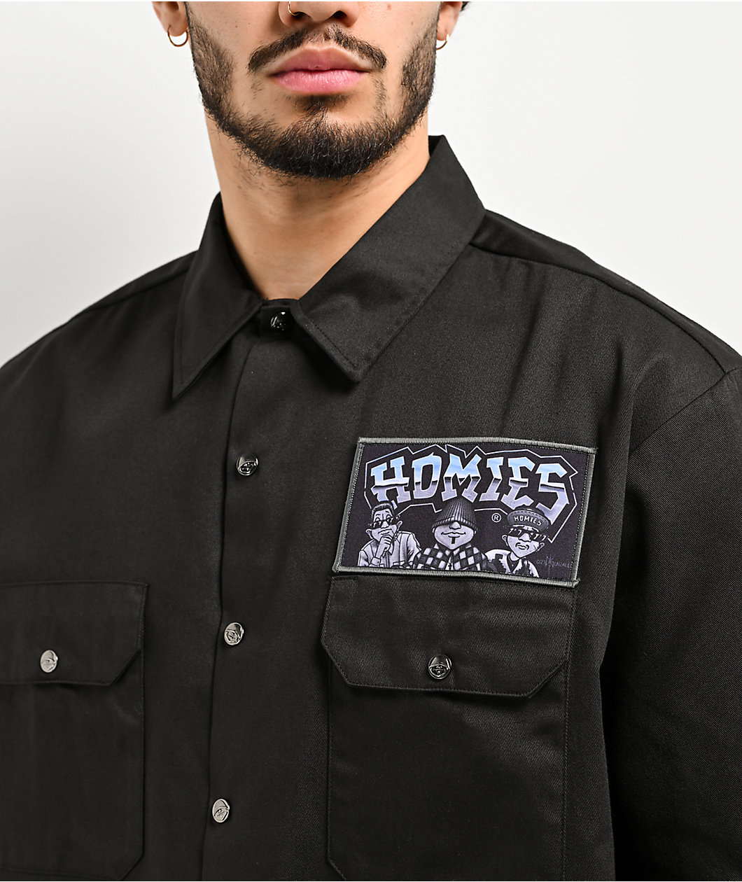 DGA Homies Jokers Wild Black Button Up Short Sleeve Shirt