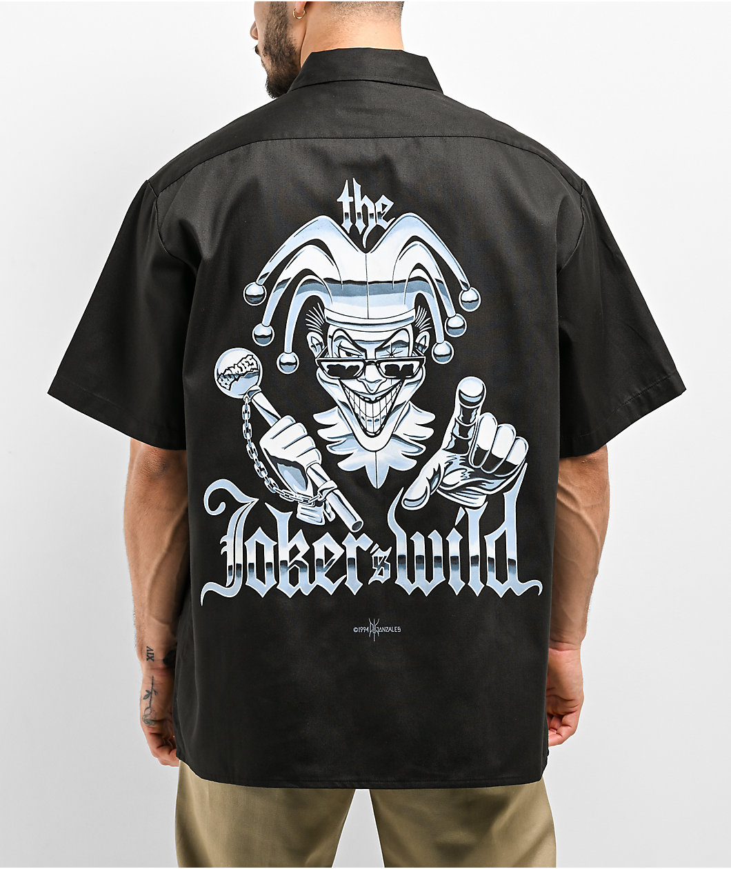 DGA Homies Jokers Wild Black Button Up Short Sleeve Shirt