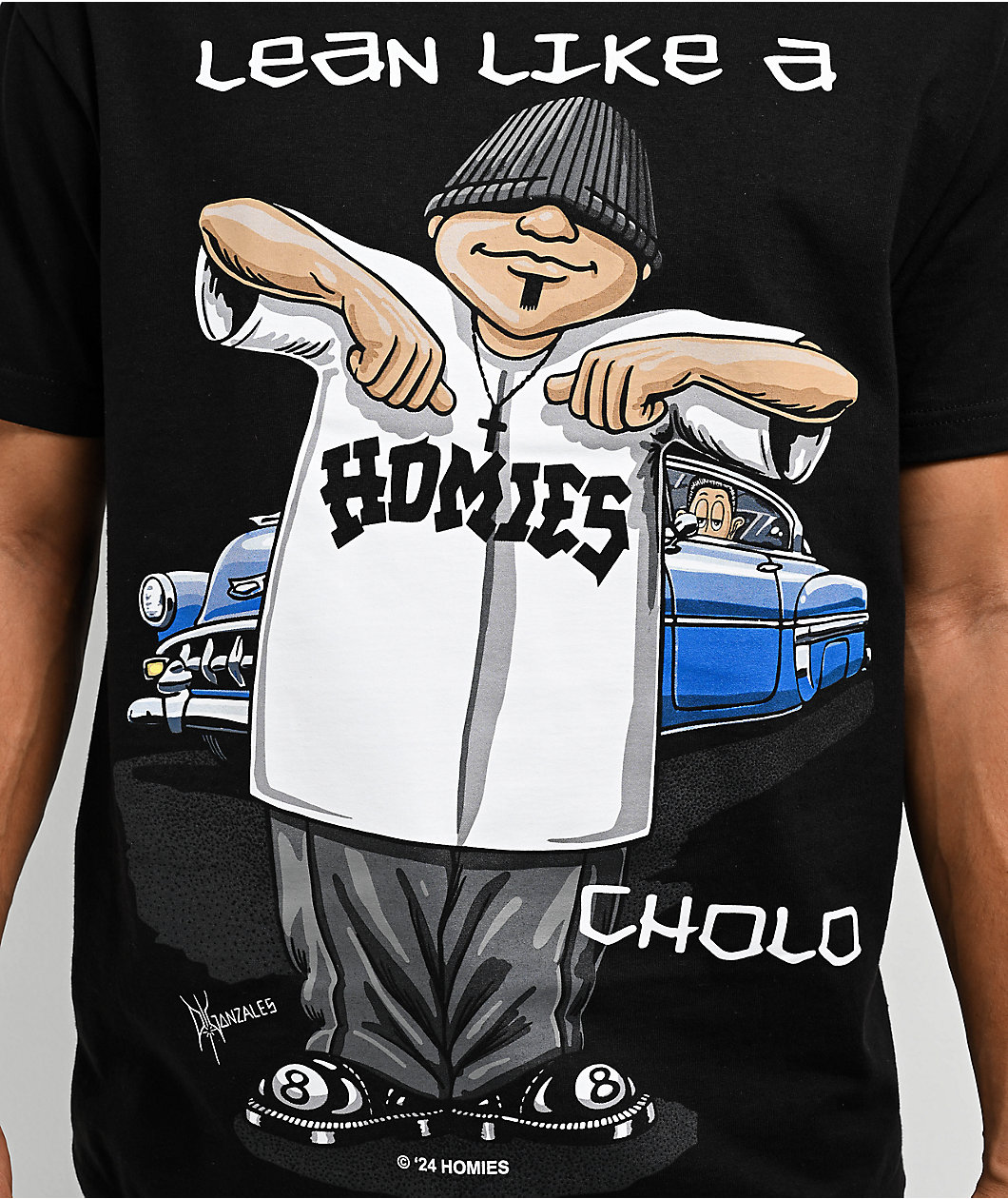 DGA Homies Lean Like A Cholo Black T-Shirt