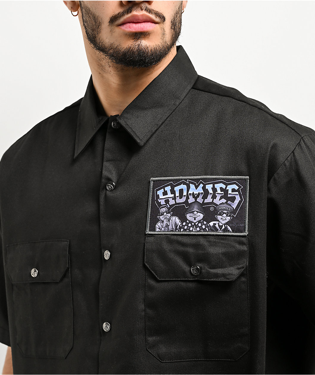 DGA Homies Rolling With The Homies Black Button Up Short Sleeve Shirt