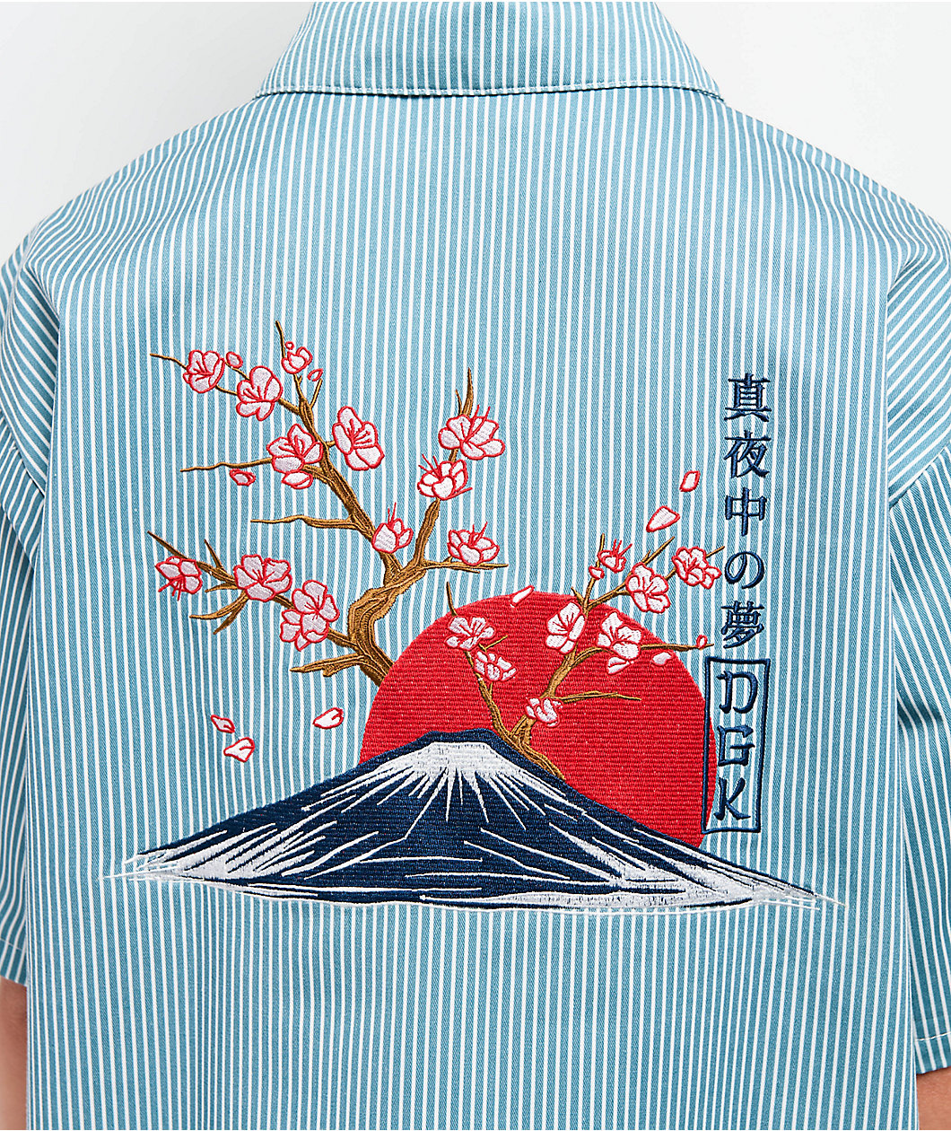 DGK Accord Blue & White Pinstripe Quarter Zip Work Shirt
