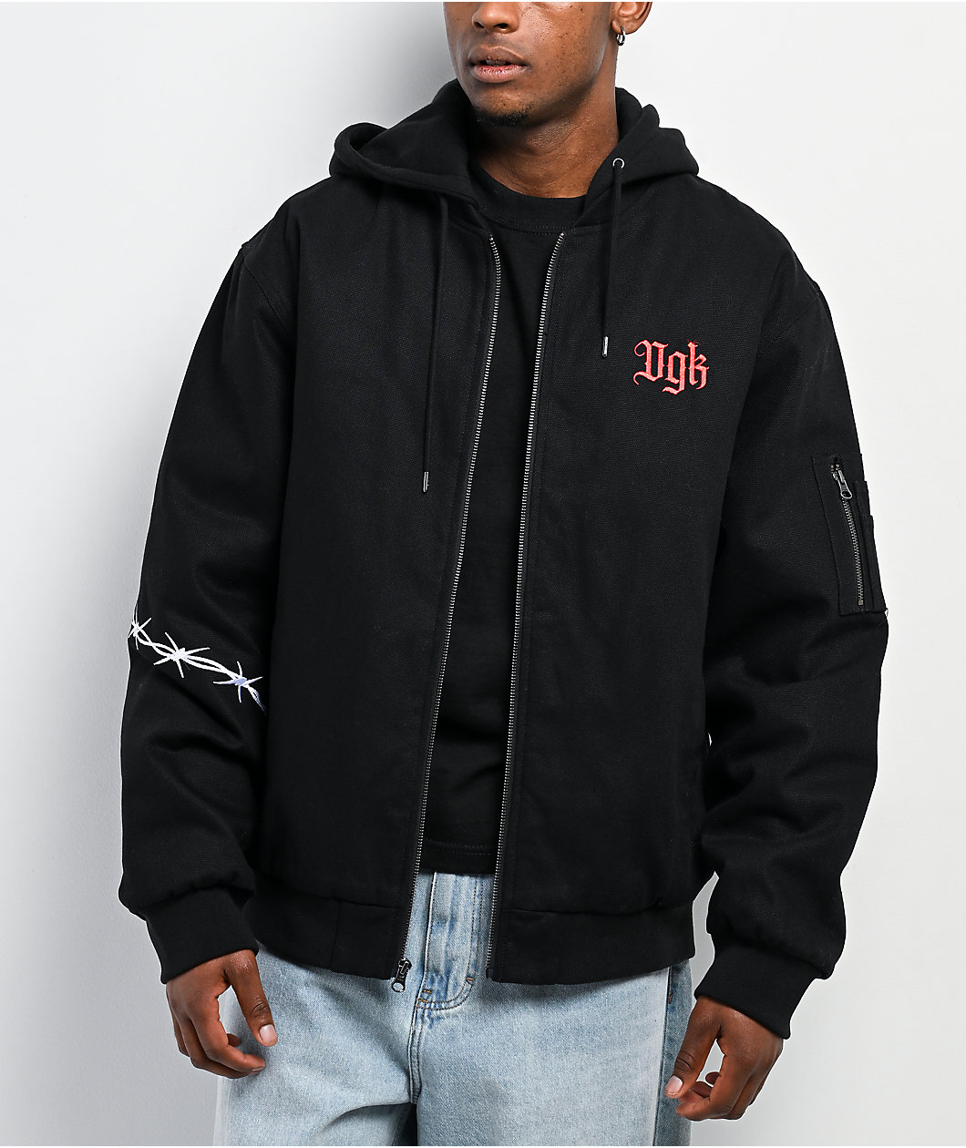 DGK Armory Black Hooded Bomber Jacket