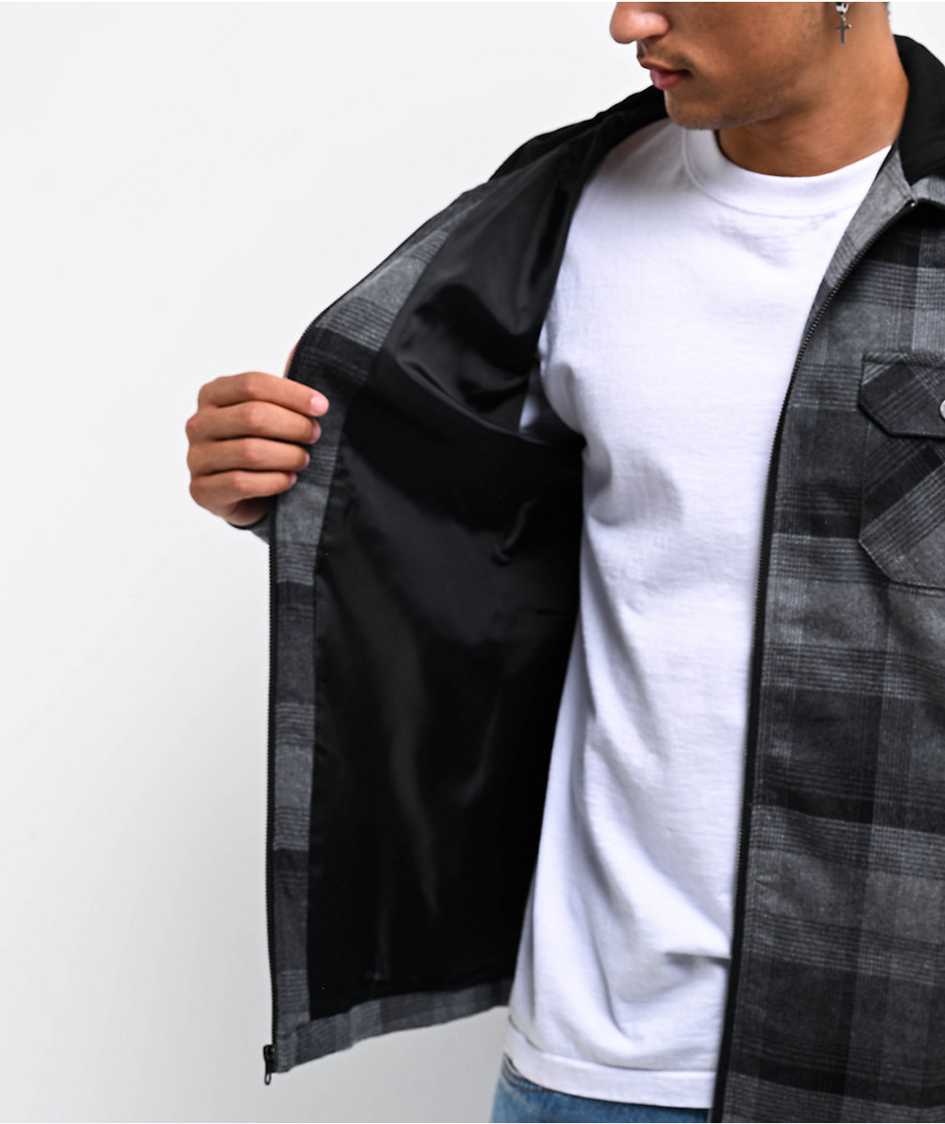 DGK Bliss Charcoal Hooded Flannel Shirt