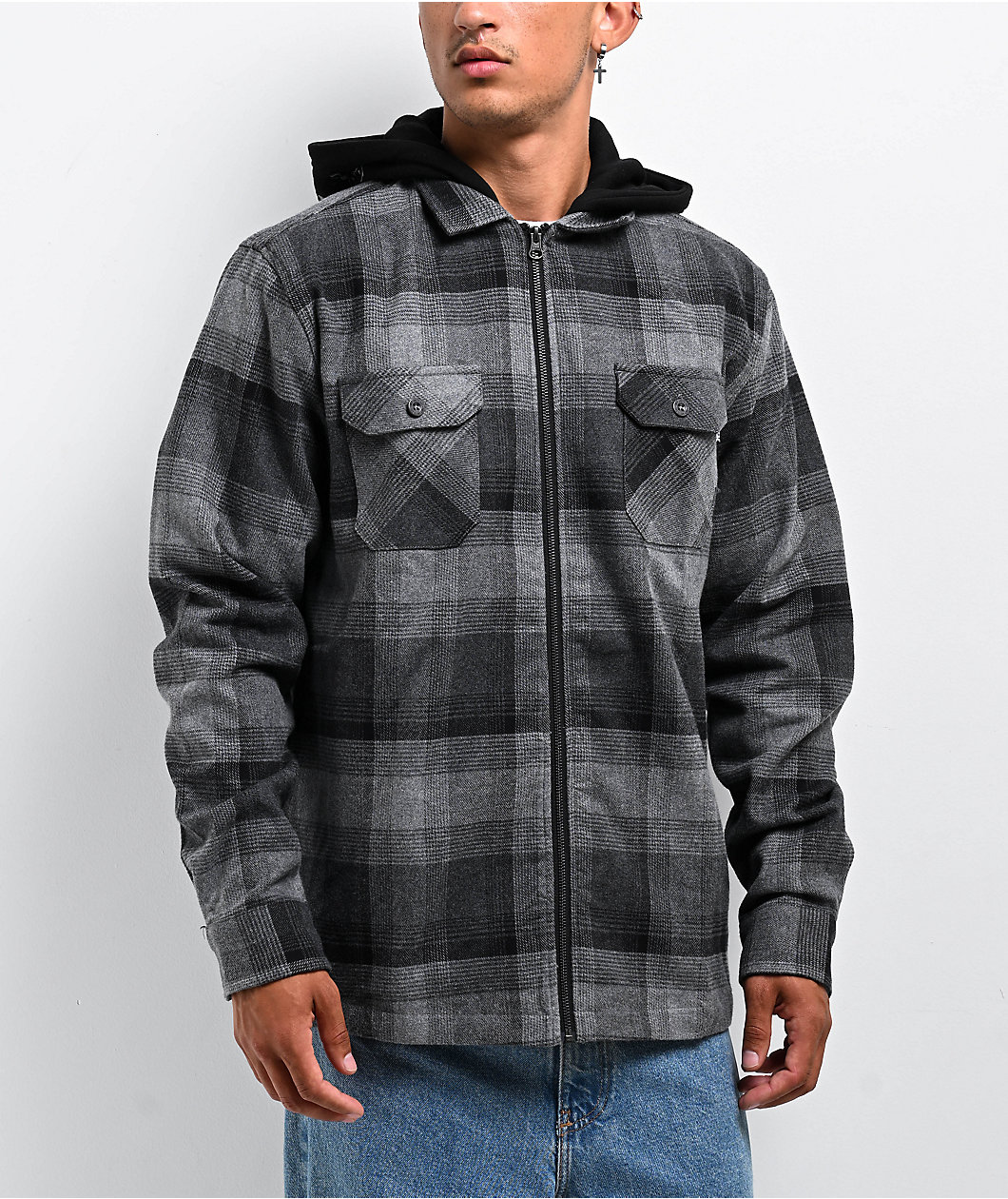 DGK Bliss Charcoal Hooded Flannel Shirt