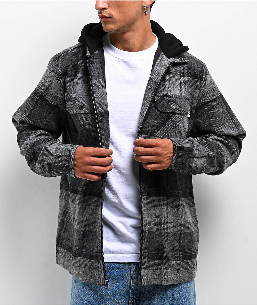 DGK Bliss Charcoal Hooded Flannel Shirt