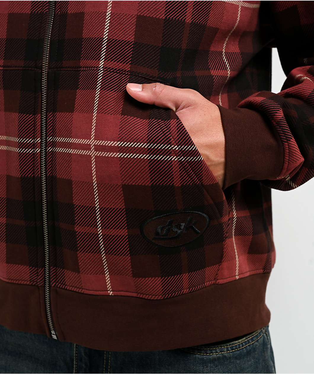 DGK Brickyard Red Plaid Zip Hoodie