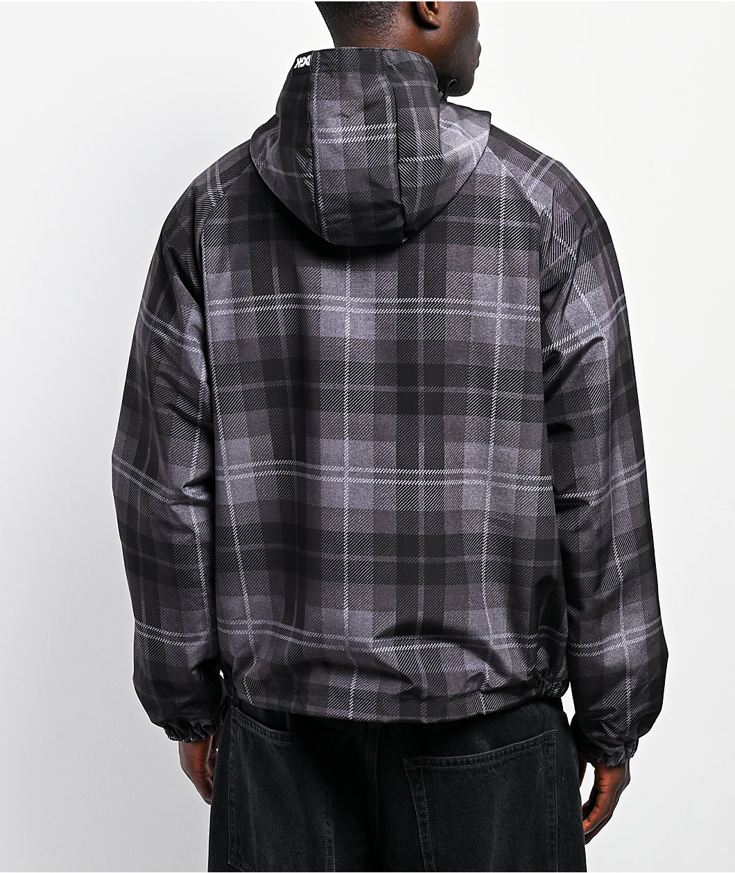 DGK District Black & Grey Plaid Anorak Jacket