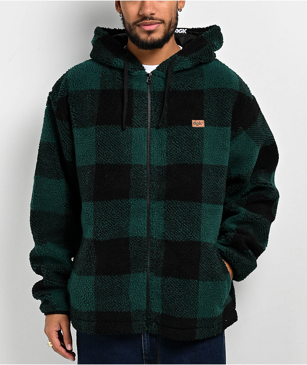 DGK Mega Green Sherpa Zip Hoodie