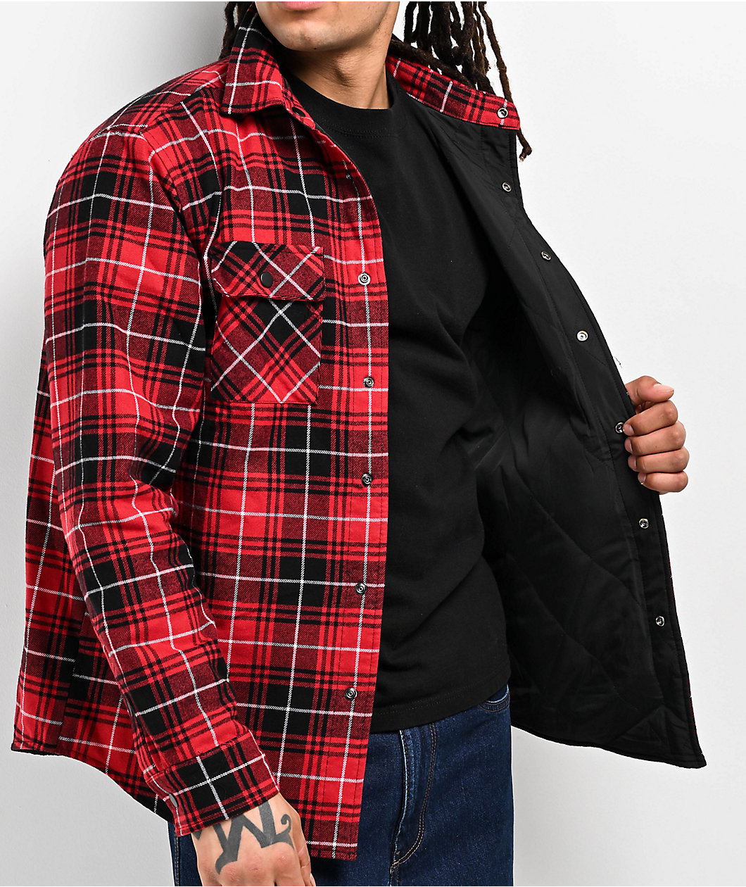 DGK Muerte Red Reversible Flannel Shirt Jacket