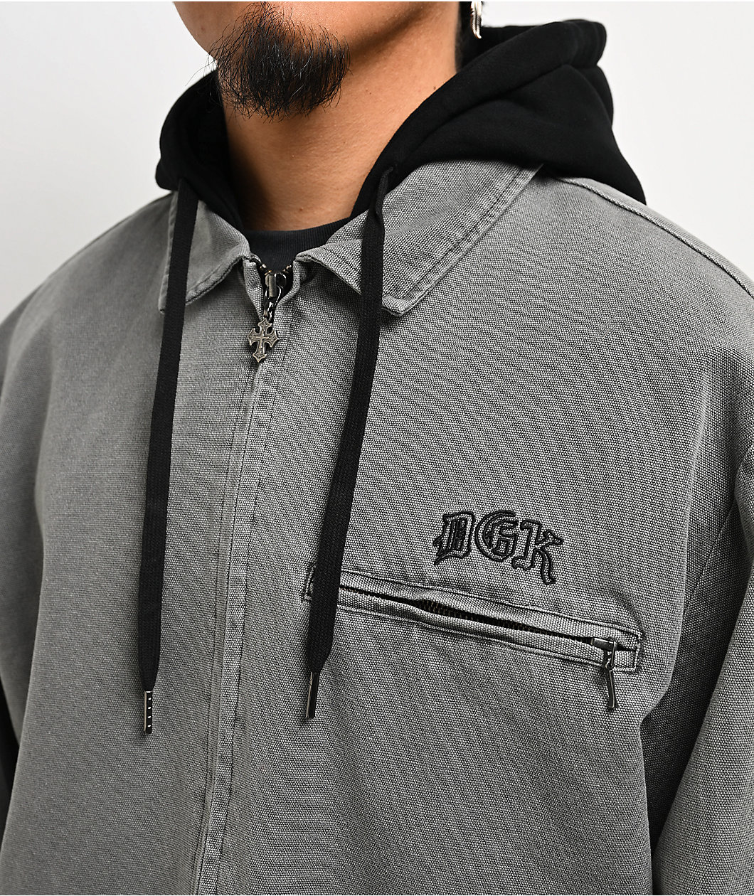 DGK Noble Black Wash Hooded Canvas Work Jacket