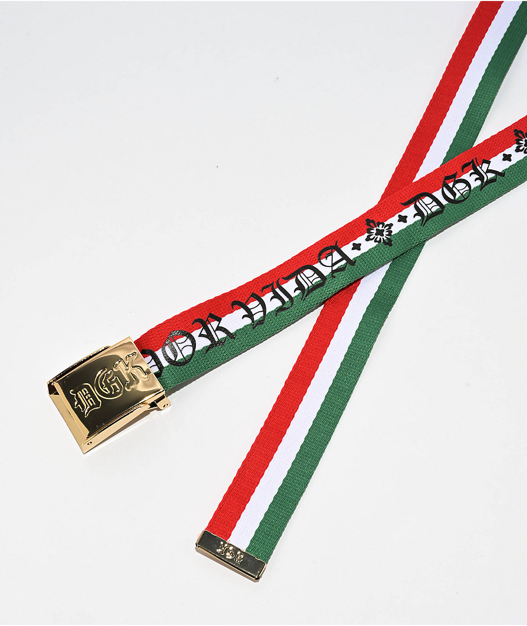 DGK Por Vida Red, White & Green Web Belt