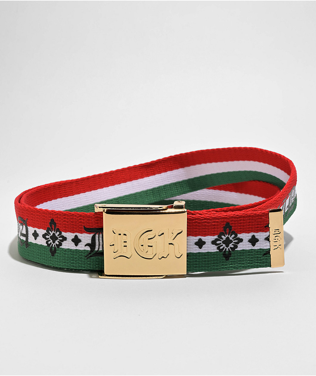 DGK Por Vida Red, White & Green Web Belt