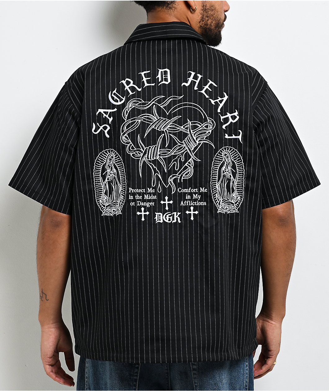 DGK Sagrado Pinstripe Black Quarter Zip Work Shirt