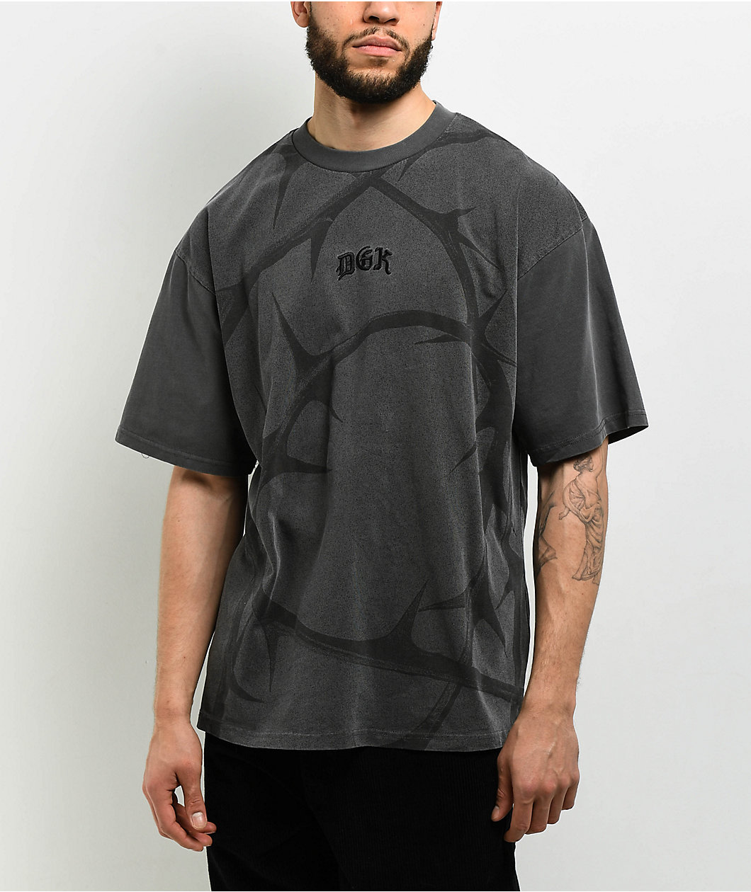 DGK Thorns Heavyweight Washed Black T-Shirt