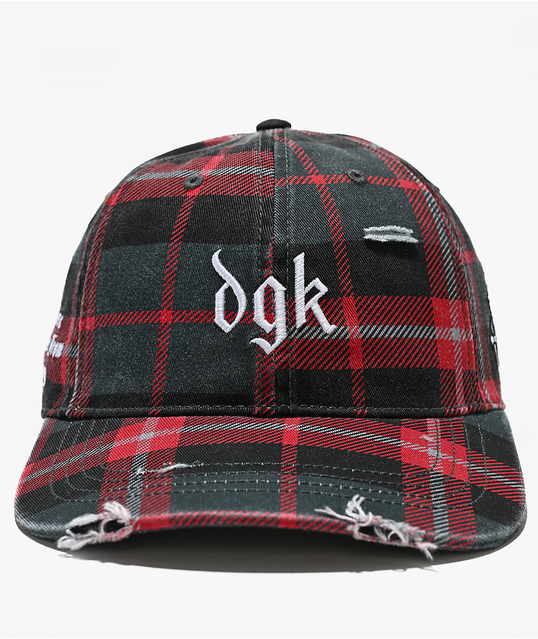 DGK Zephyr Distressed Red Plaid Strapback Hat