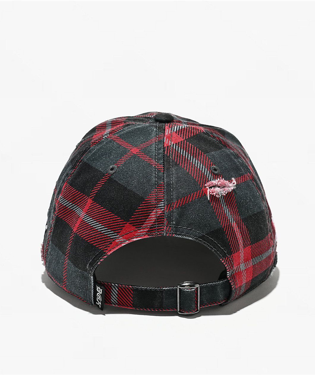 DGK Zephyr Distressed Red Plaid Strapback Hat