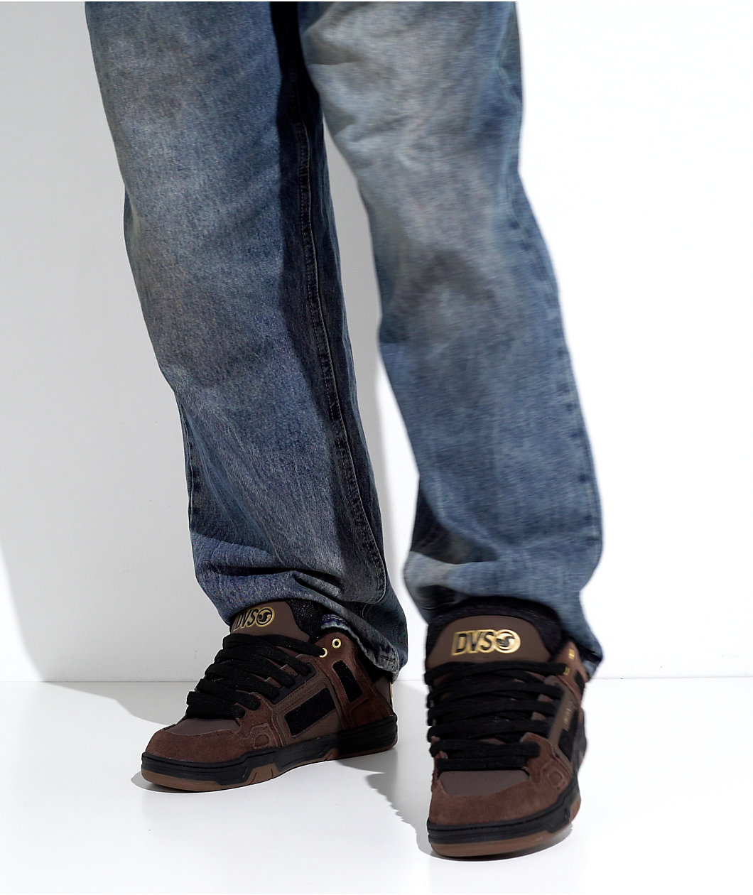 DVS Comanche Brown, Black & Gold Skate Shoes at Foxvalley Mall in