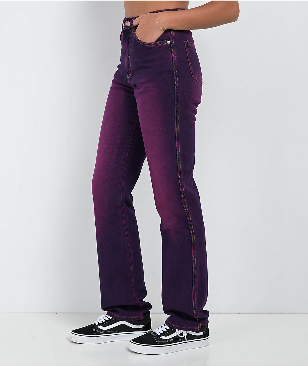 Daisy Street Mid Rise Purple Washed Jeans