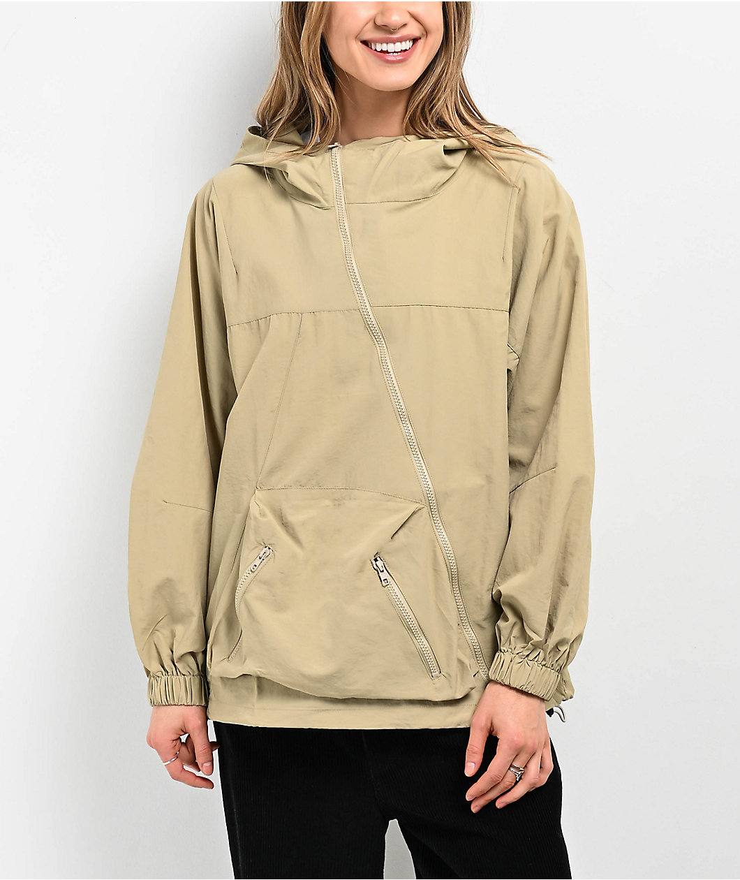 Daisy Street Parachute Beige Asymmetric Jacket