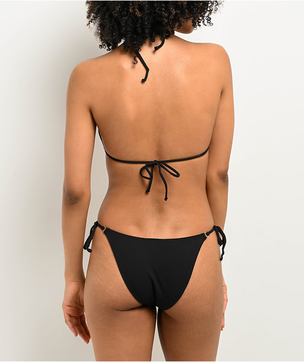 Damsel Bonnie Pique Black High Leg Bikini Bottom