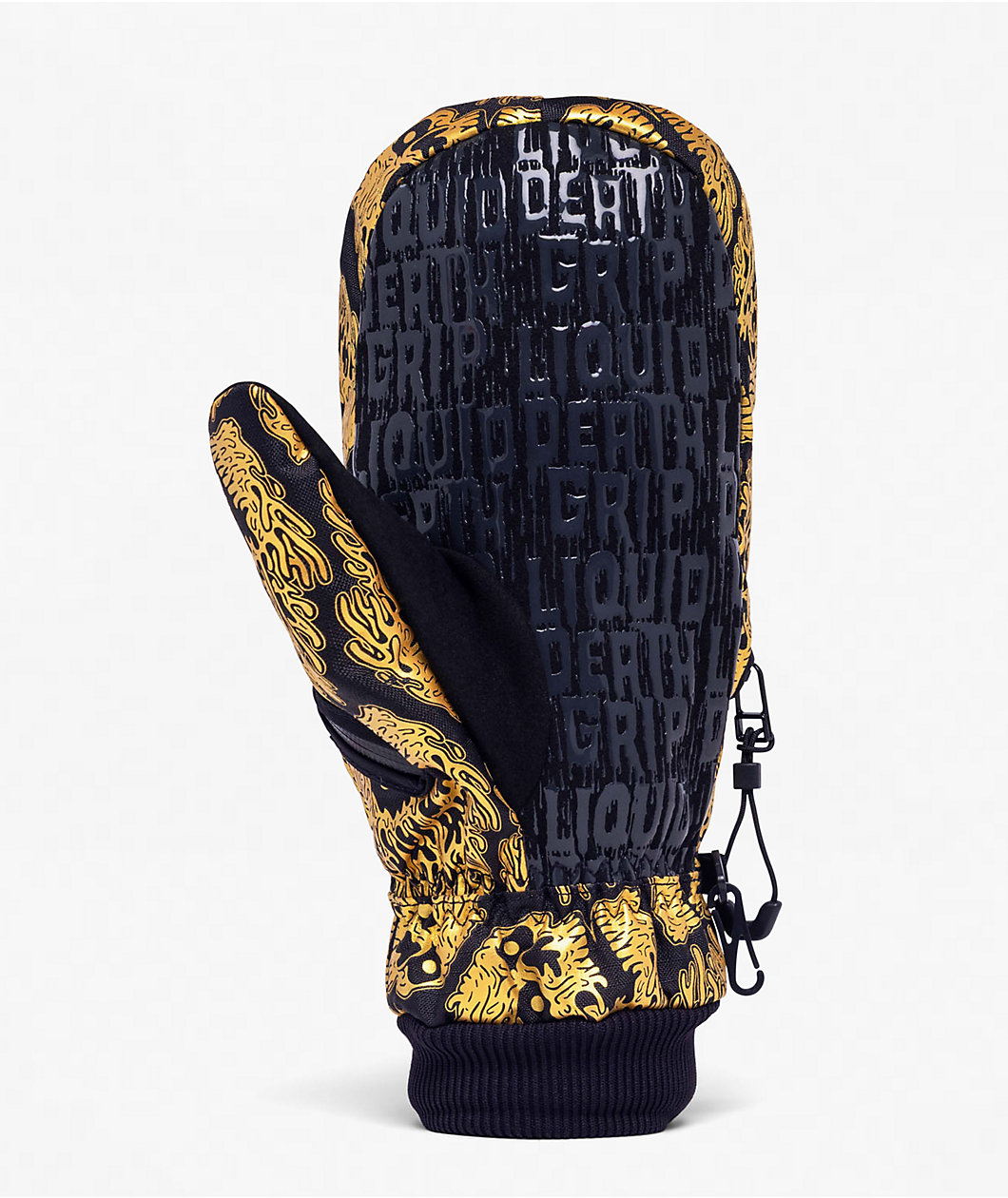 Deathgrip x Liquid Death Ghoul Black & Gold Snowboard Mittens
