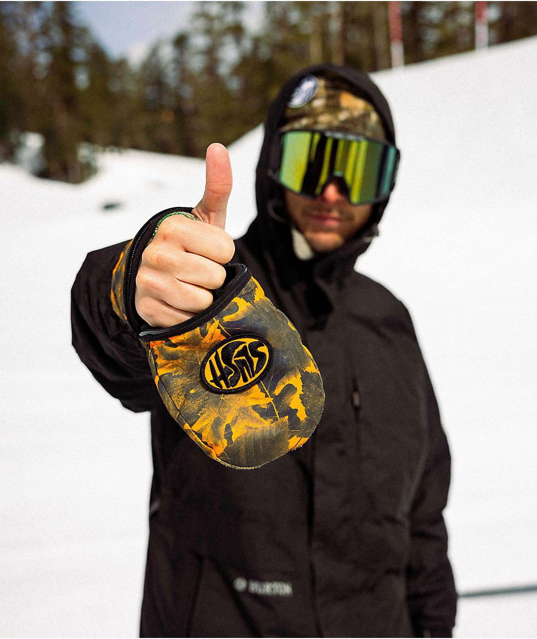 Deathgrip x Slush Ghoul Orange Camo Snowboard Mittens