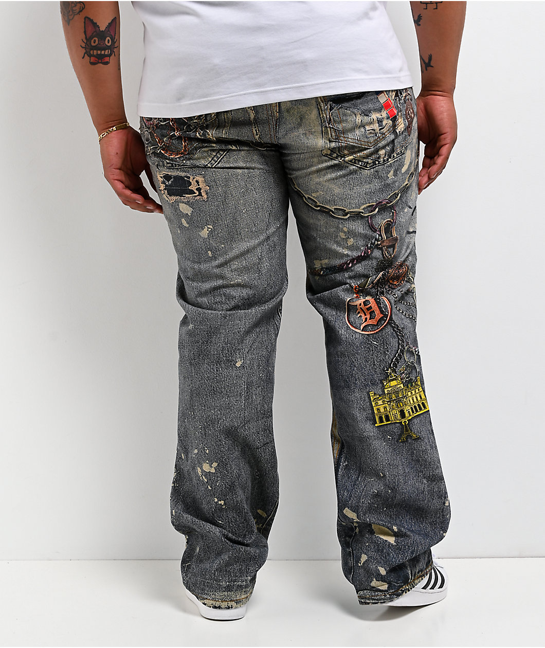 Decibel Printed Blue Straight Leg Jeans