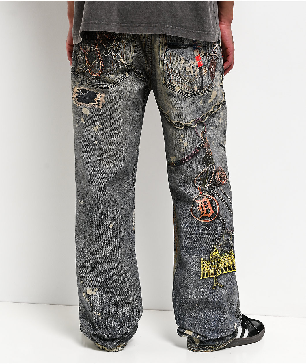 Decibel Printed Blue Straight Leg Jeans