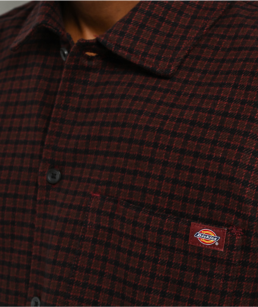 Dickies Hendersonville Brown Plaid Long Sleeve Button Up Shirt