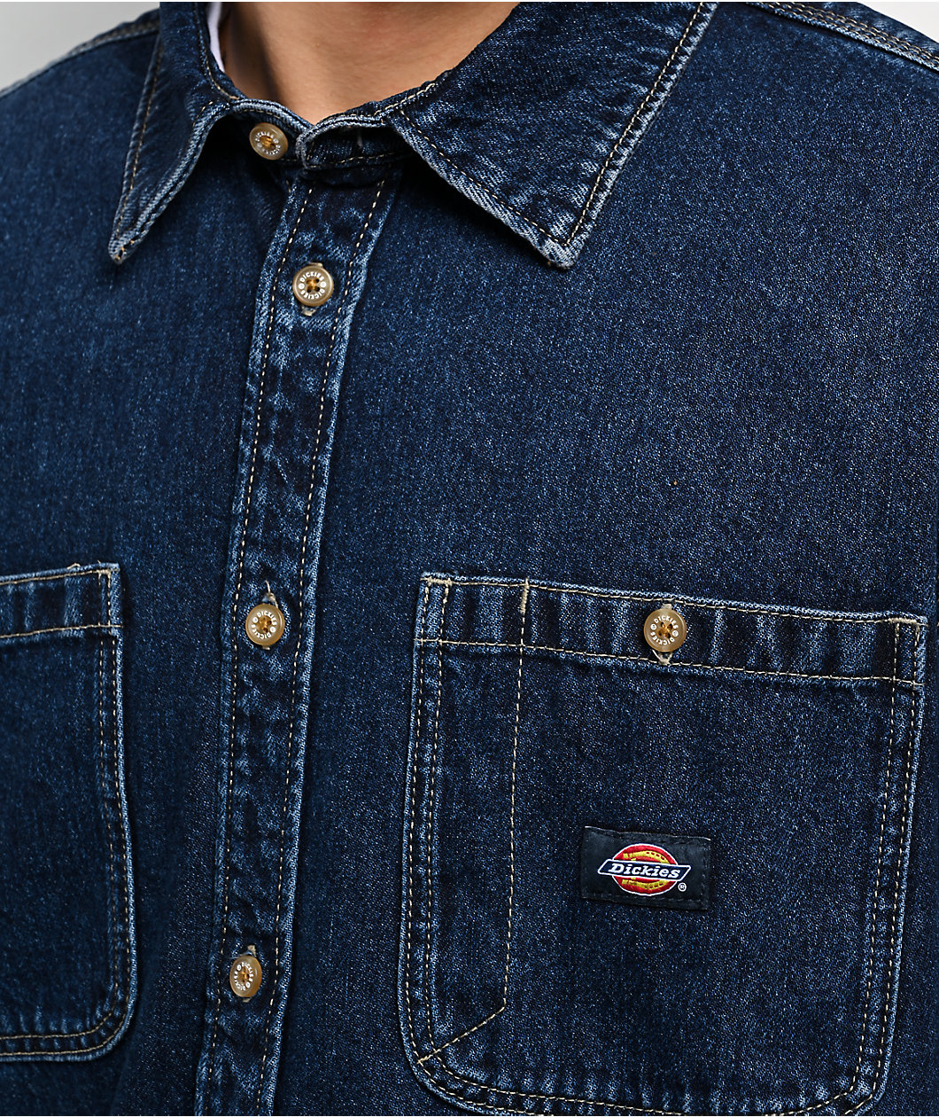 Dickies Mechanic Dark Indigo Long Sleeve Denim Work Shirt