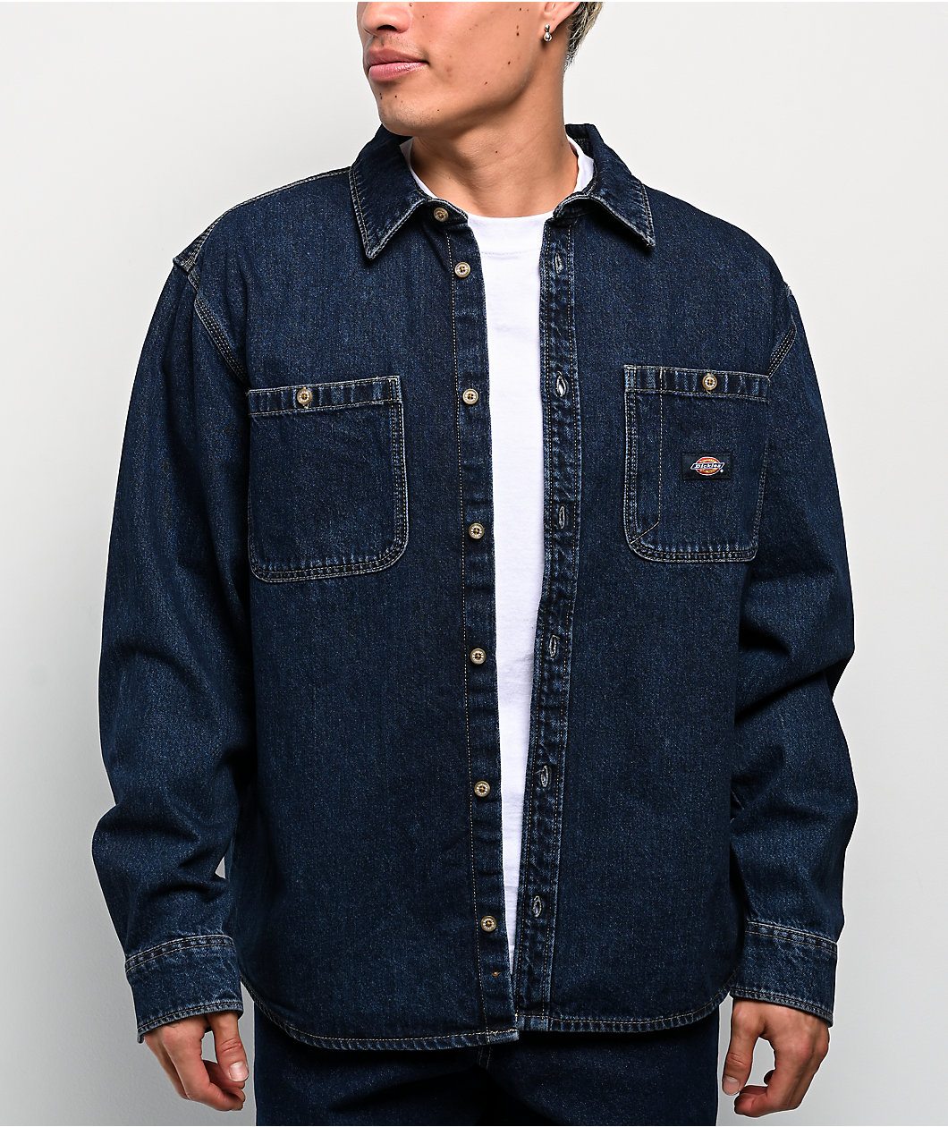 Dickies Mechanic Dark Indigo Long Sleeve Denim Work Shirt