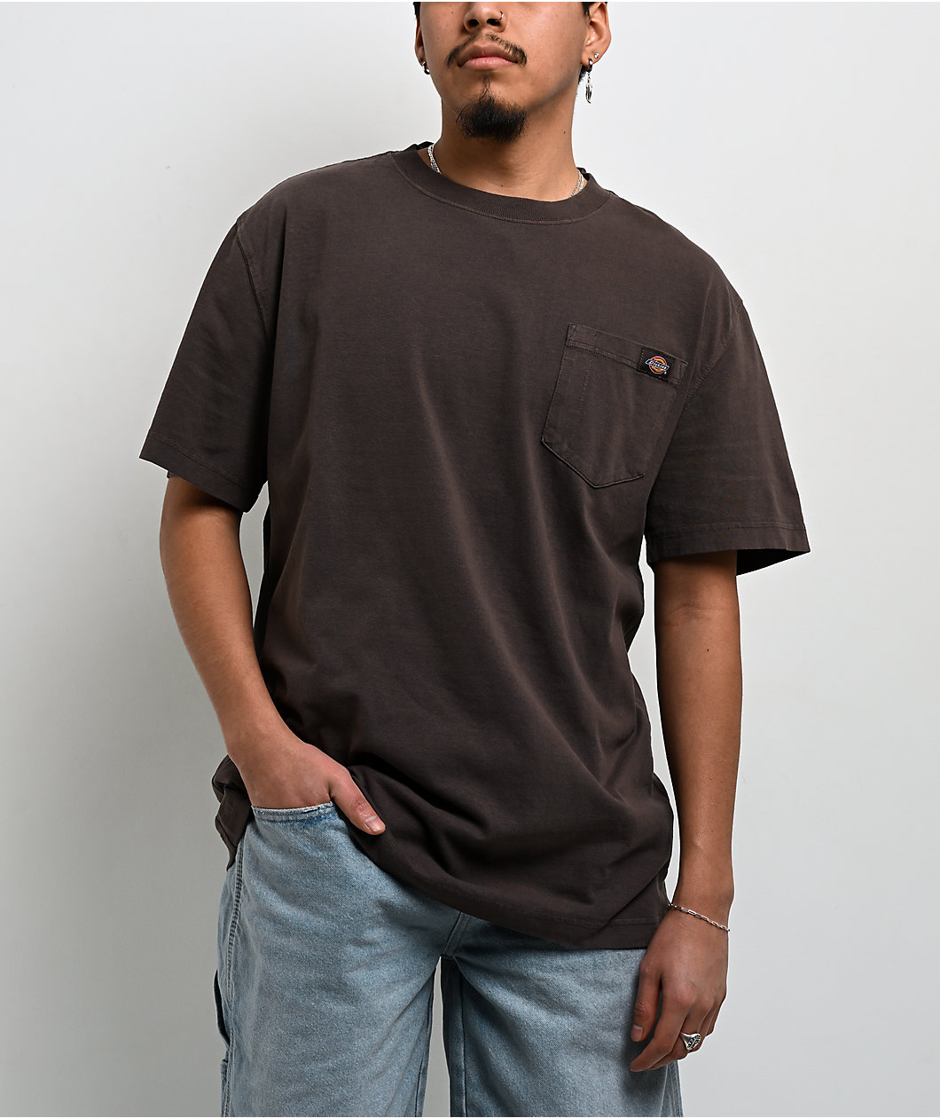 Dickies Pigment Dye Brown Heavyweight Pocket T-Shirt
