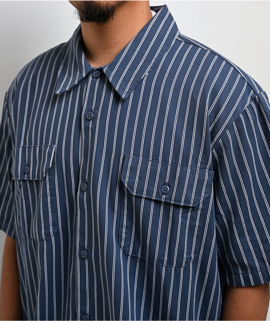 Dickies Worn-In White & Blue Work Shirt