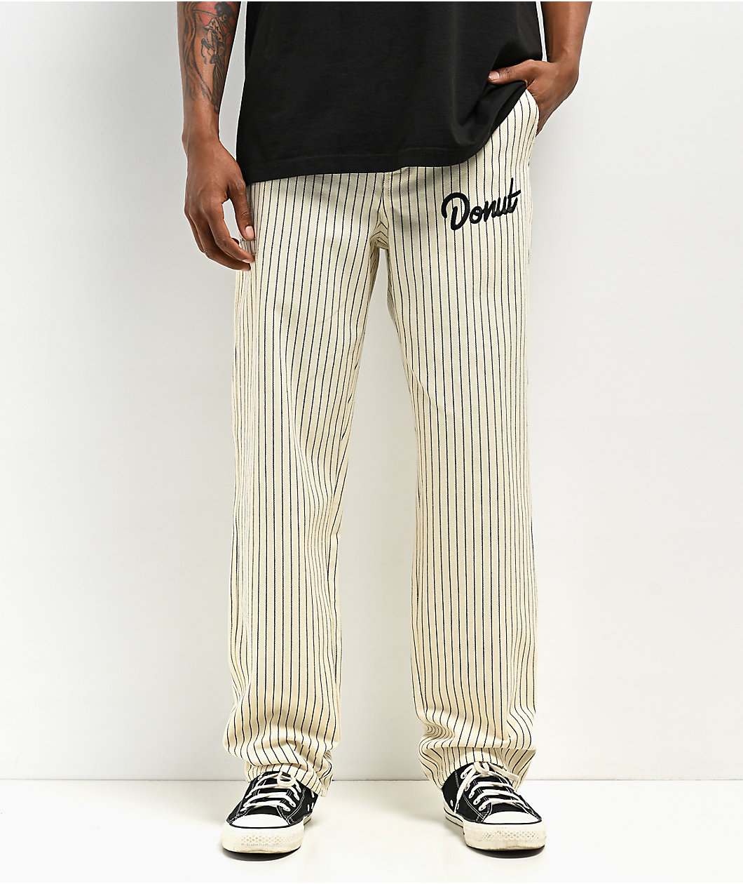 Donut Beige Pinstripe Work Pants