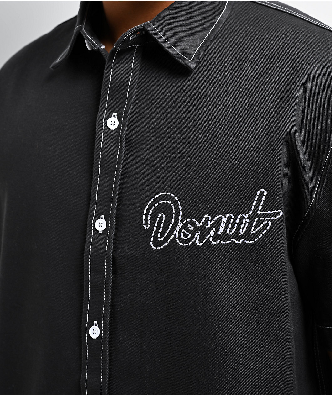 Donut Black Shop Short Sleeve Work Shirt