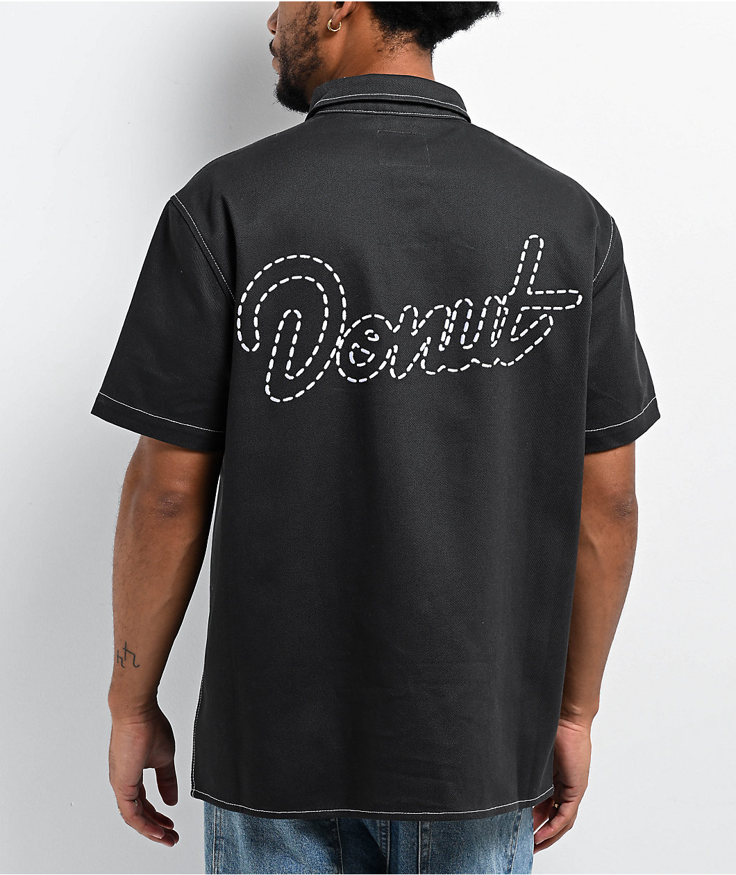 Donut Black Shop Short Sleeve Work Shirt