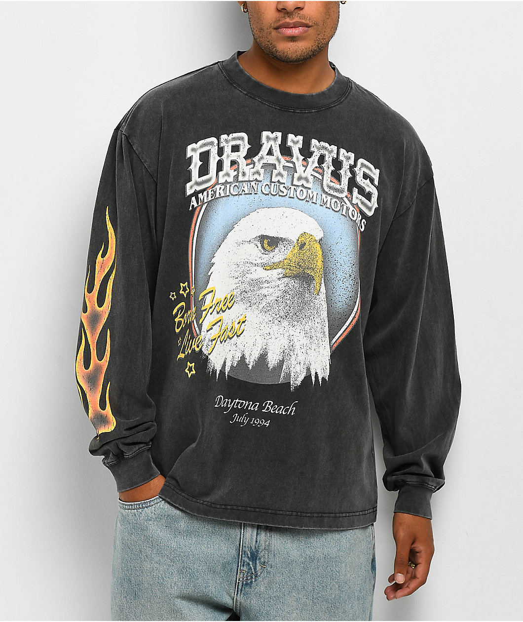 Dravus Americana Vintage Black Long Sleeve T-Shirt