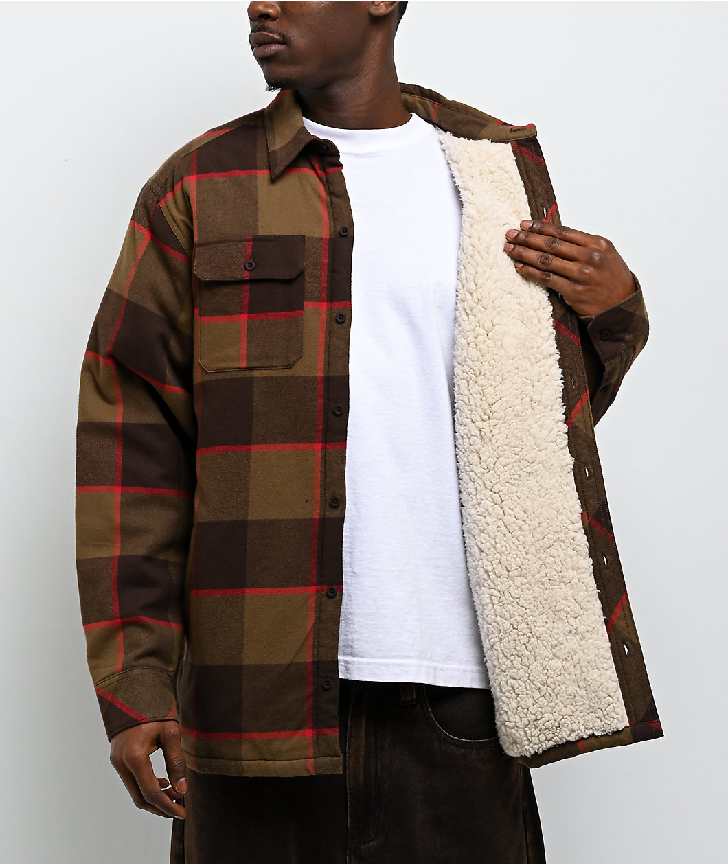 Dravus Brown Sherpa Flannel Jacket