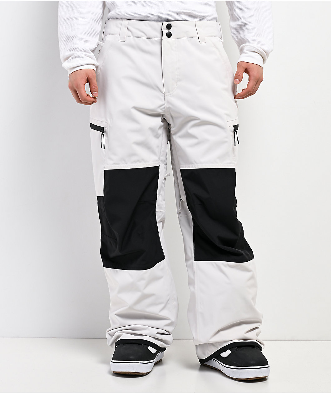 Dravus Cypress White & Black 15K Cargo Snowboard Pants